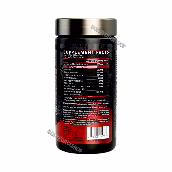 "نوتریکس لیپو 6 بلک – 120 عدد کپسول  چربی سوز | Nutrex Lipo 6 Black – 120 Capsules Fat Burner         " - Image 2